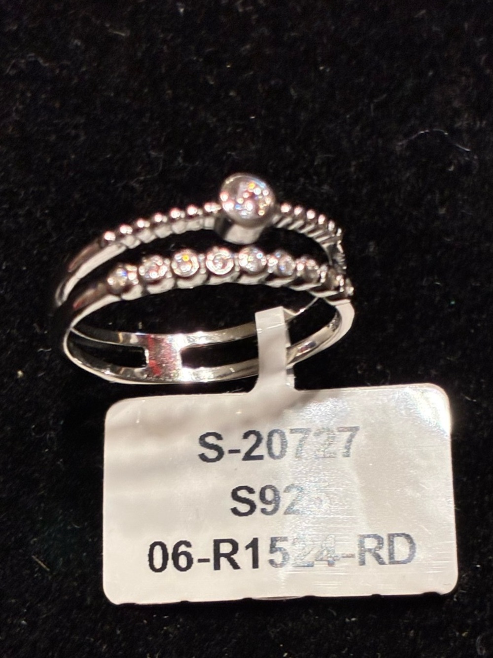 Sterling Silver NWT (925) Double-Band Ring with Cubic Zirconias size 8